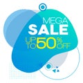 Mega Sale up to 50% off. Futuristic Gradient. Minimal Pattern. Neon Wave Brochure. Abstract Poster. Royalty Free Stock Photo